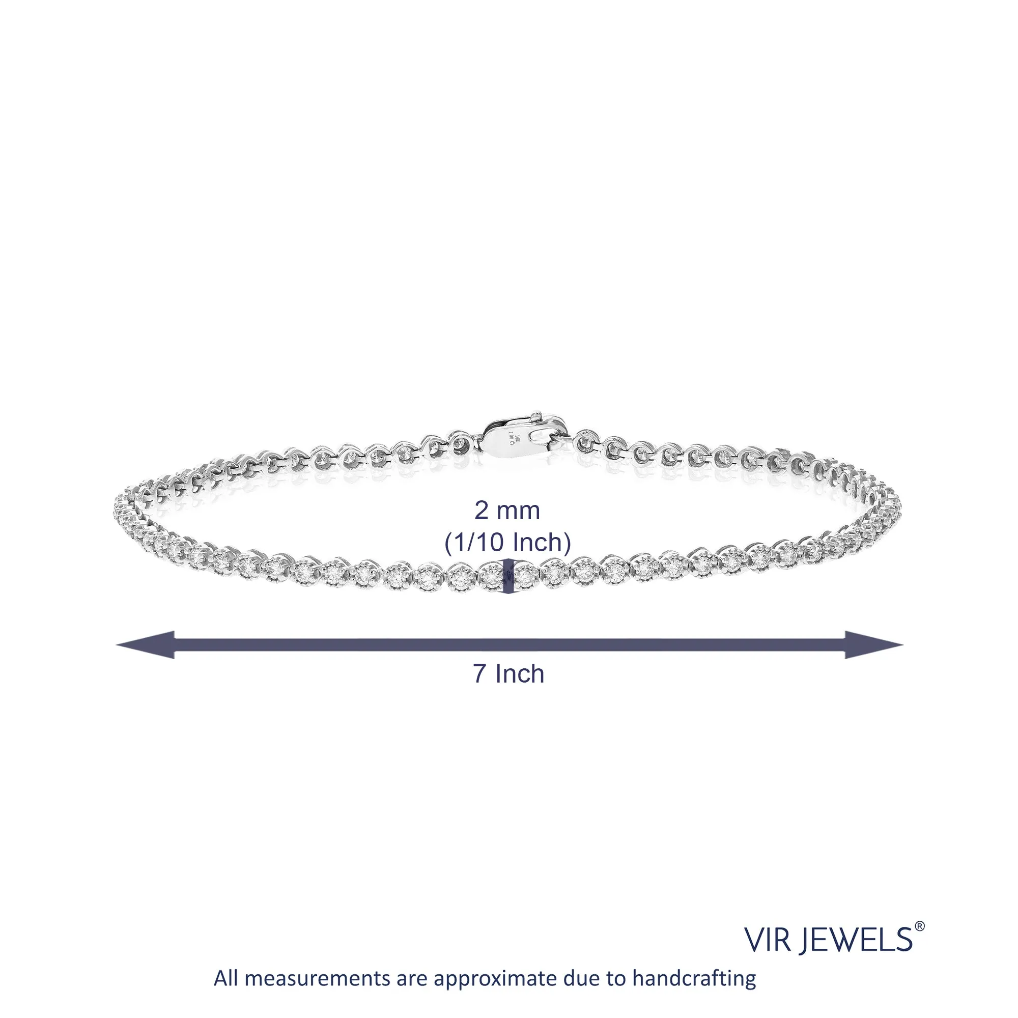 1 cttw Lab Grown Diamond Tennis Bracelet Prong set 14K White Gold