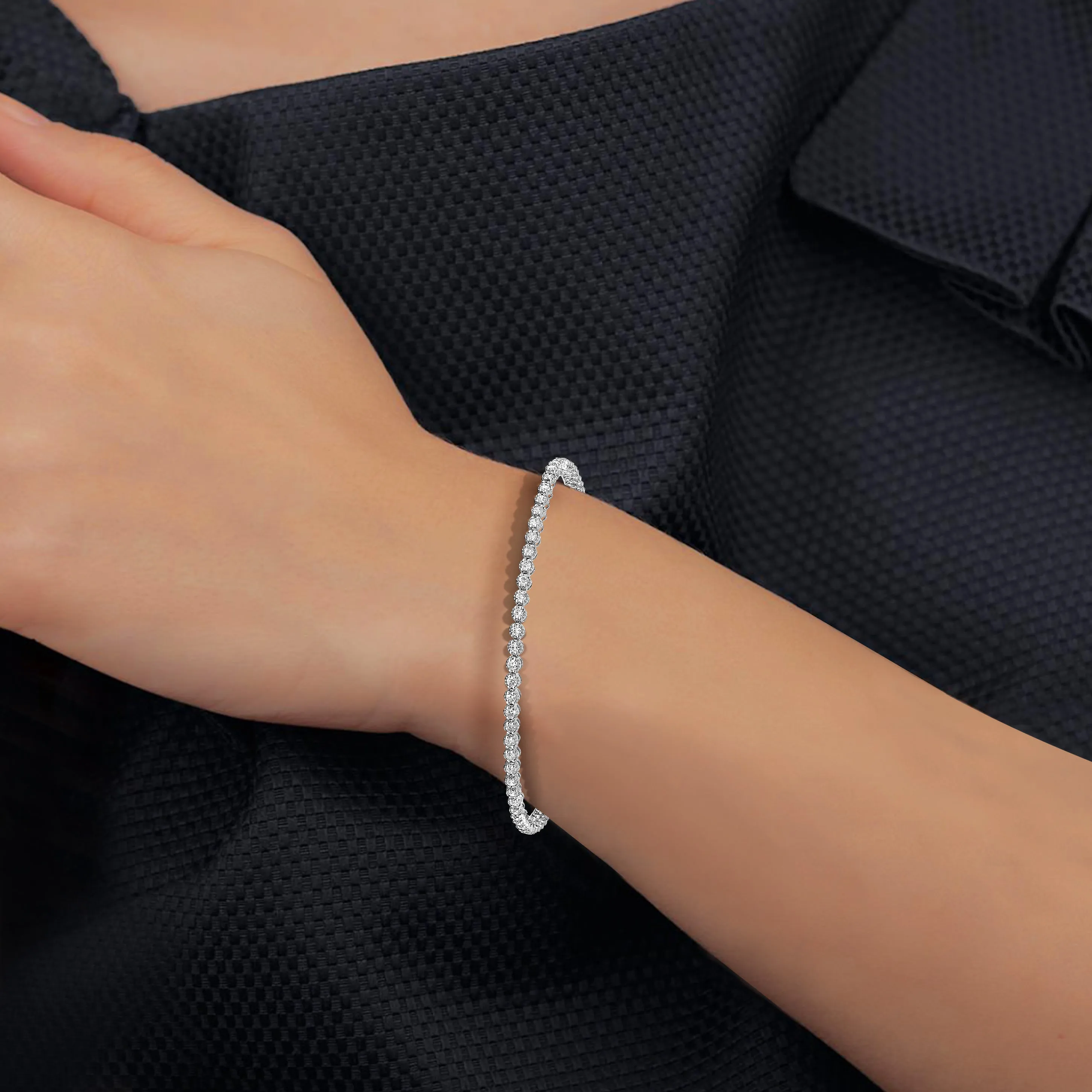 1 cttw Lab Grown Diamond Tennis Bracelet Prong set 14K White Gold