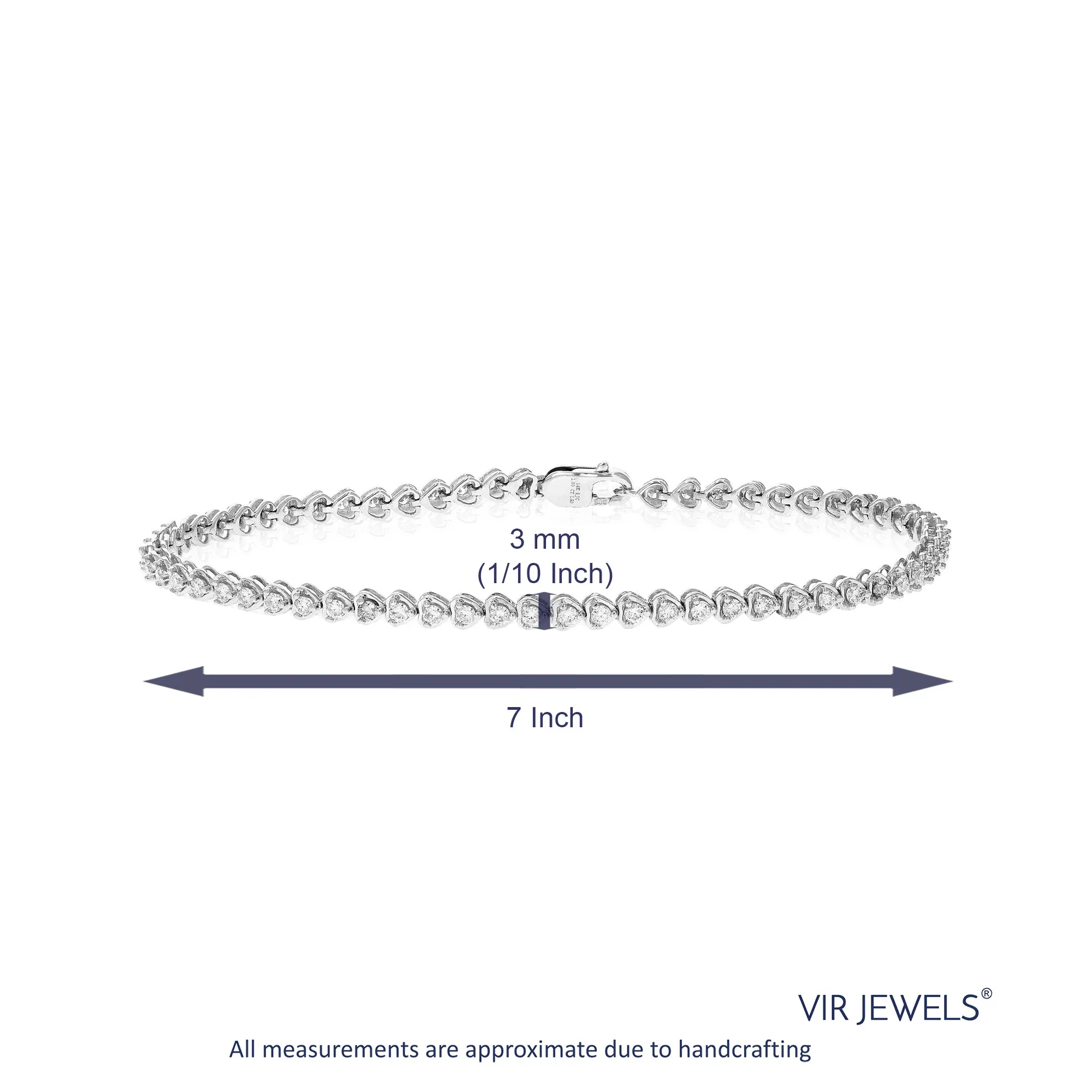1 cttw Lab Grown Trillion Diamond Tennis Bracelets 14K White Gold