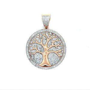 10k White Rose Gold Tree of Life Charm Pendant w/ Real Natural .94ct of Diamonds - PD1830