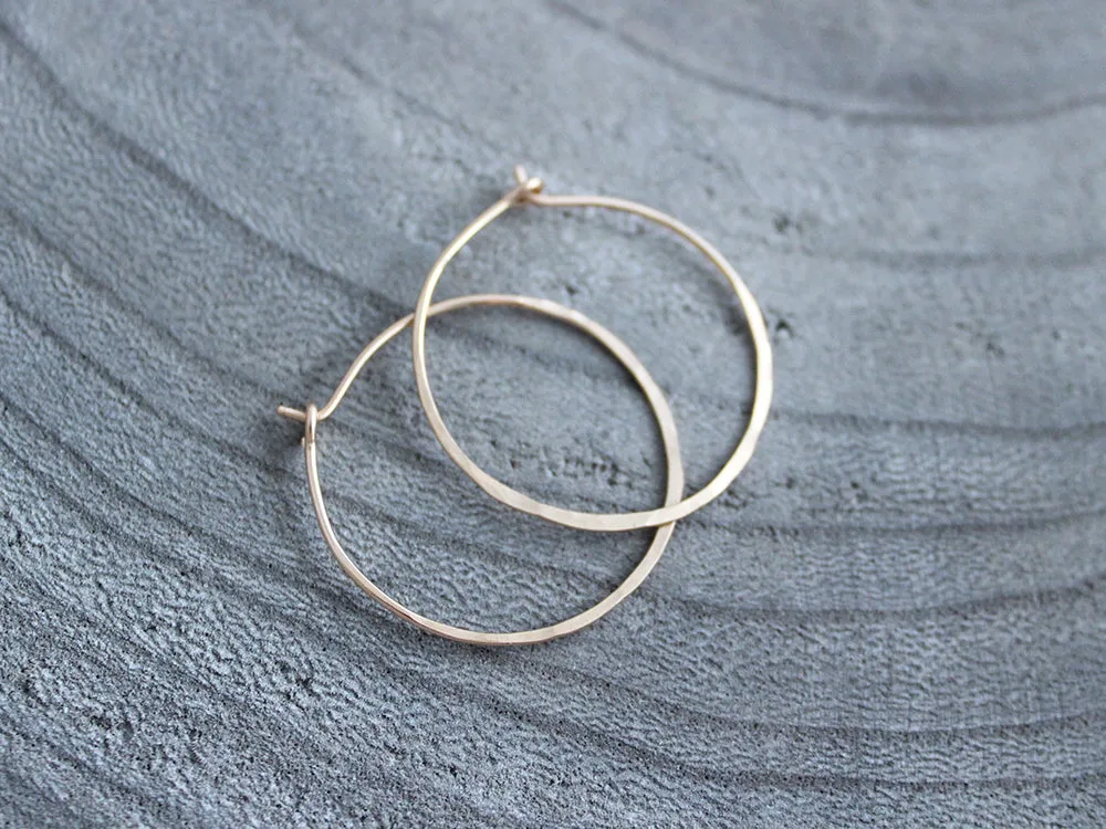 14 kt Gold Filled Hammered Hoop Earrings