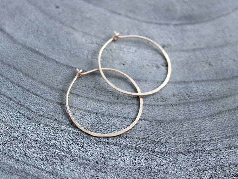 14 kt Gold Filled Hammered Hoop Earrings