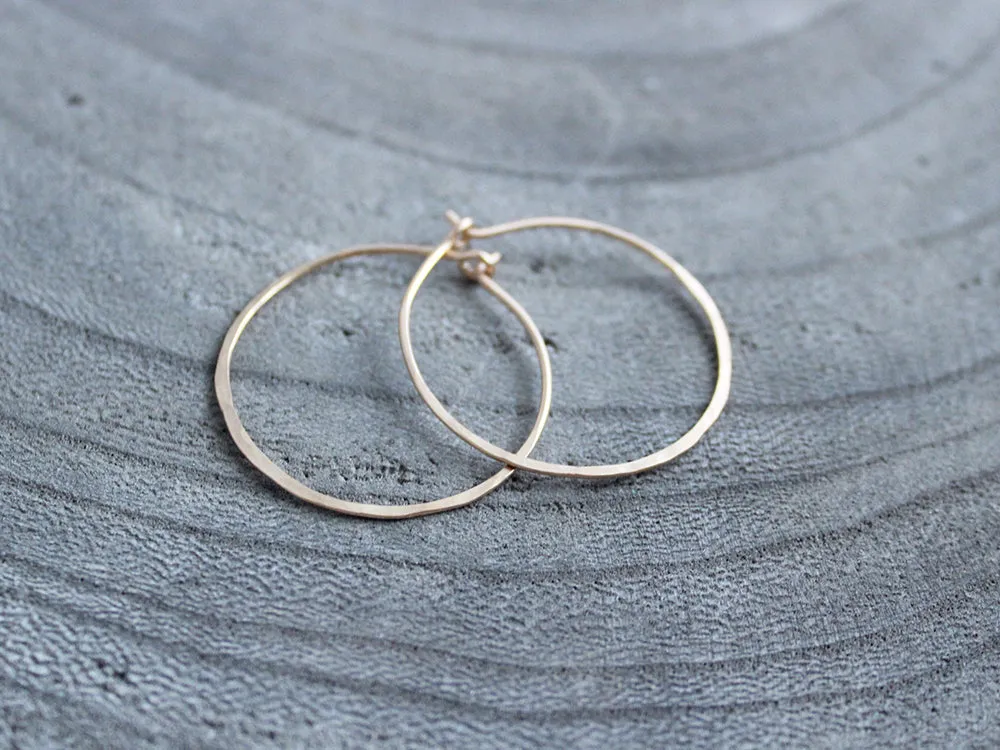 14 kt Gold Filled Hammered Hoop Earrings