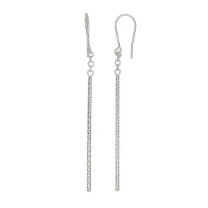 14K Gold Diamond Cut Long Bar Drop Earring
