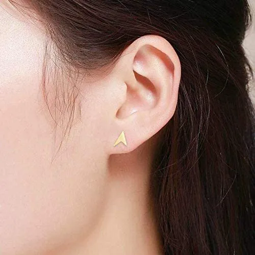 14K Gold Polished Arrow Pointer Stud Earrings, Giorgio Bergamo