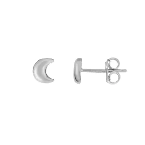 14K Gold Polished Crescent Moon Stud Earrings