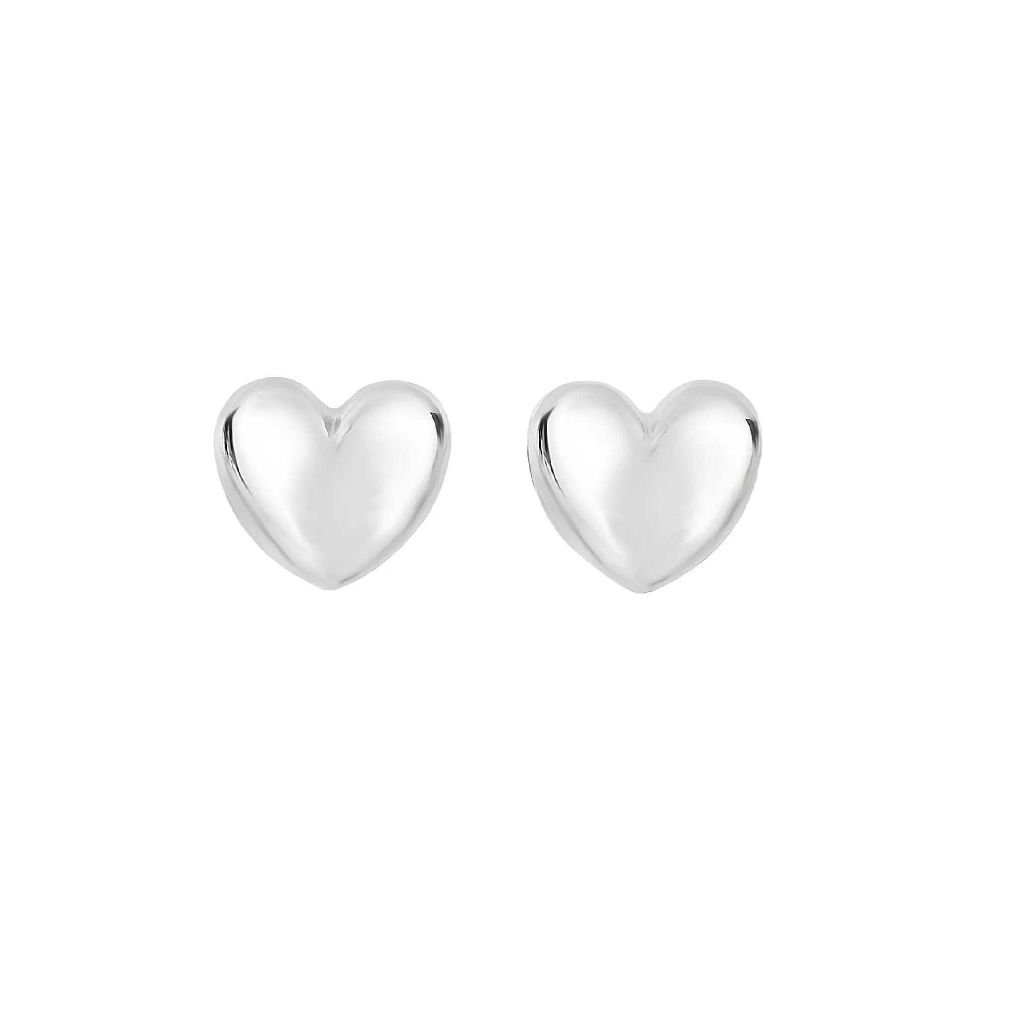 14K Gold Polished Puffed Heart Stud Earrings