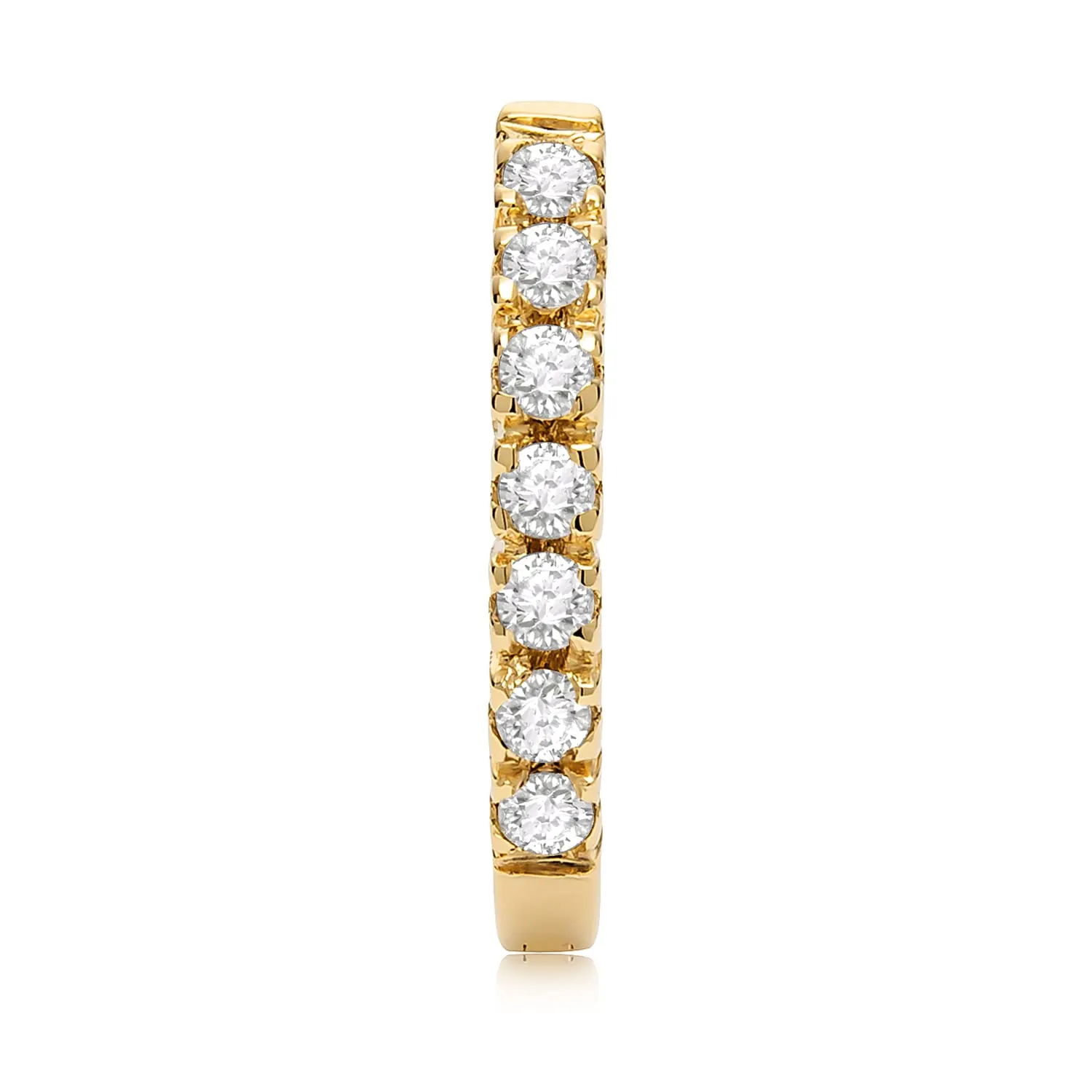 14K Solid Gold Earrings | Round Cut Huggie Hoop | Cubic Zirconia | Choose Pave or 3-Stone Setting | With Gift Box