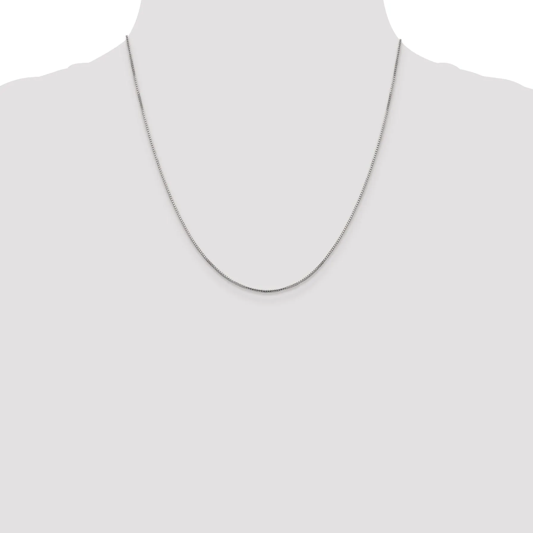 14K White Gold 1 mm Octagonal Sparkle Box Chain