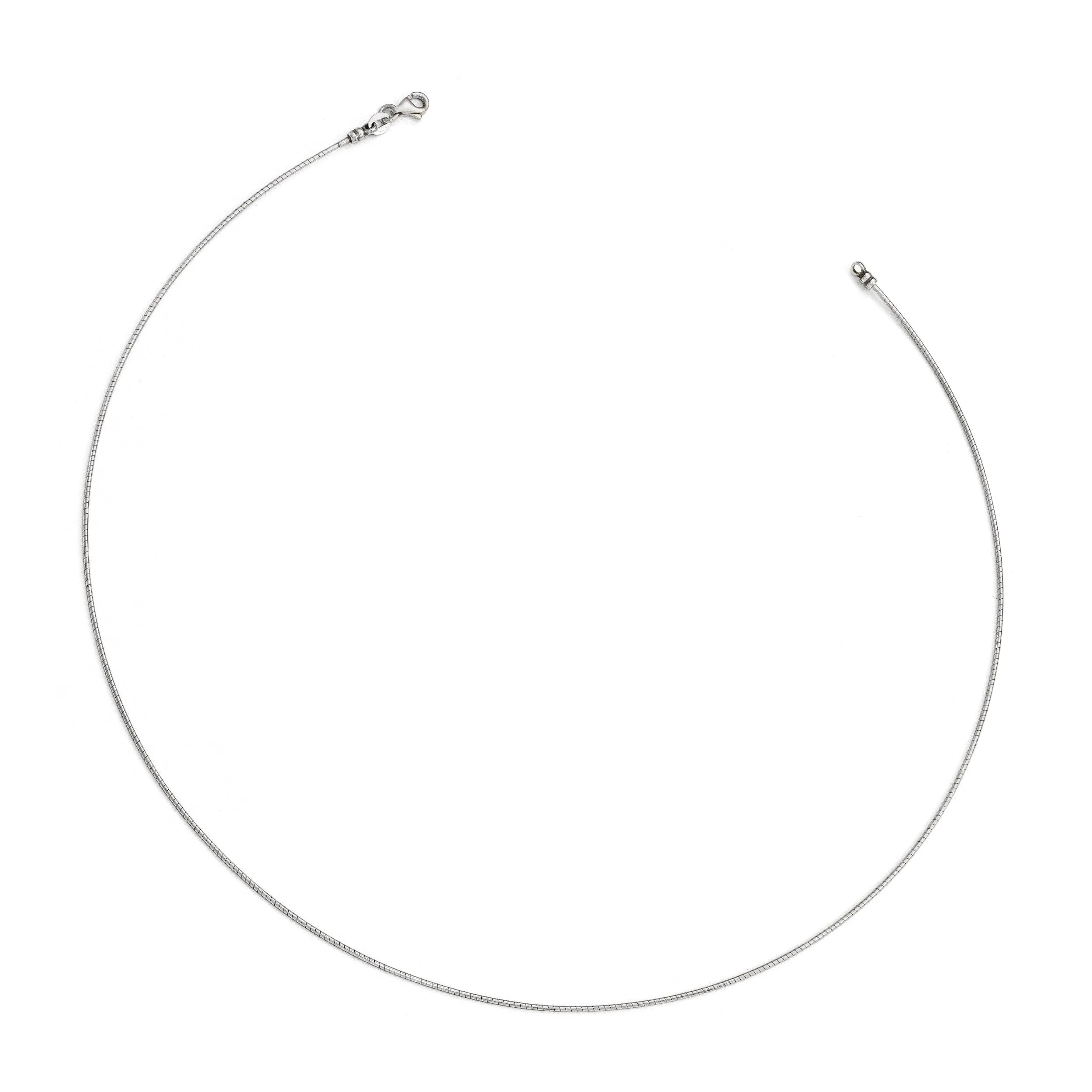 14k White Gold 1MM Round Omega Necklace