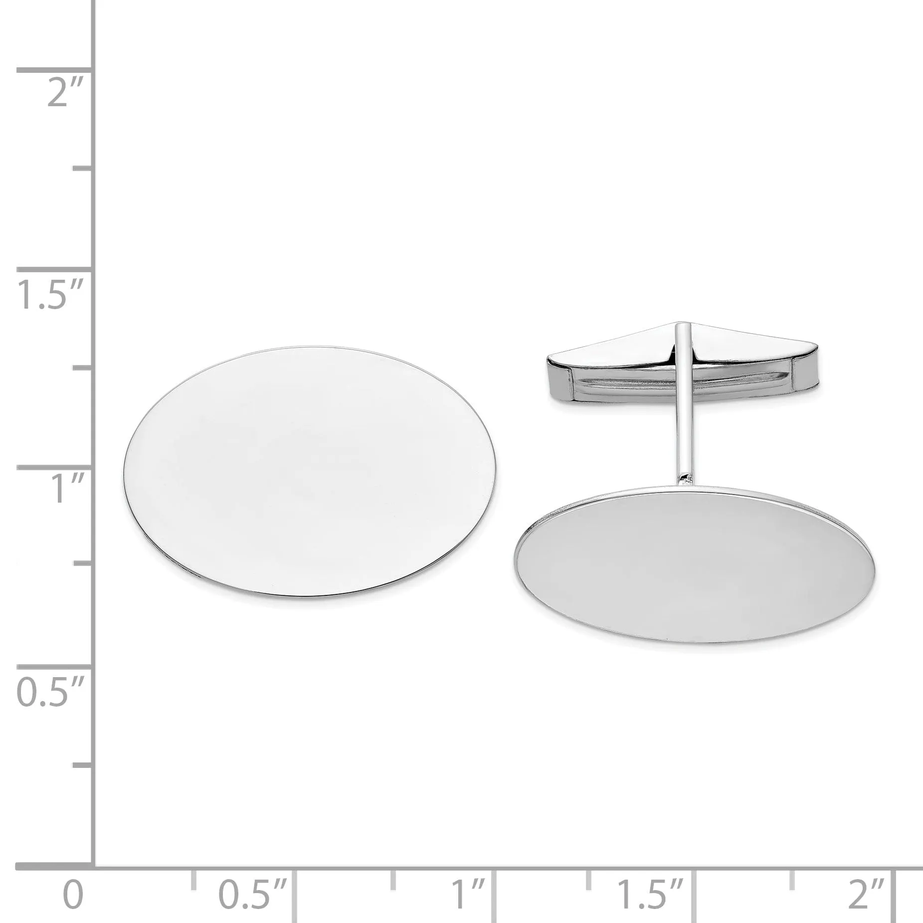 14K White Gold Solid Oval Cuff Links