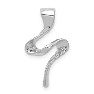 14k White Gold Solid Swirl Design Omega Slide Pendant