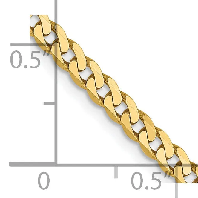 14k Yellow Gold 2.9mm Flat Beveled Curb Chain