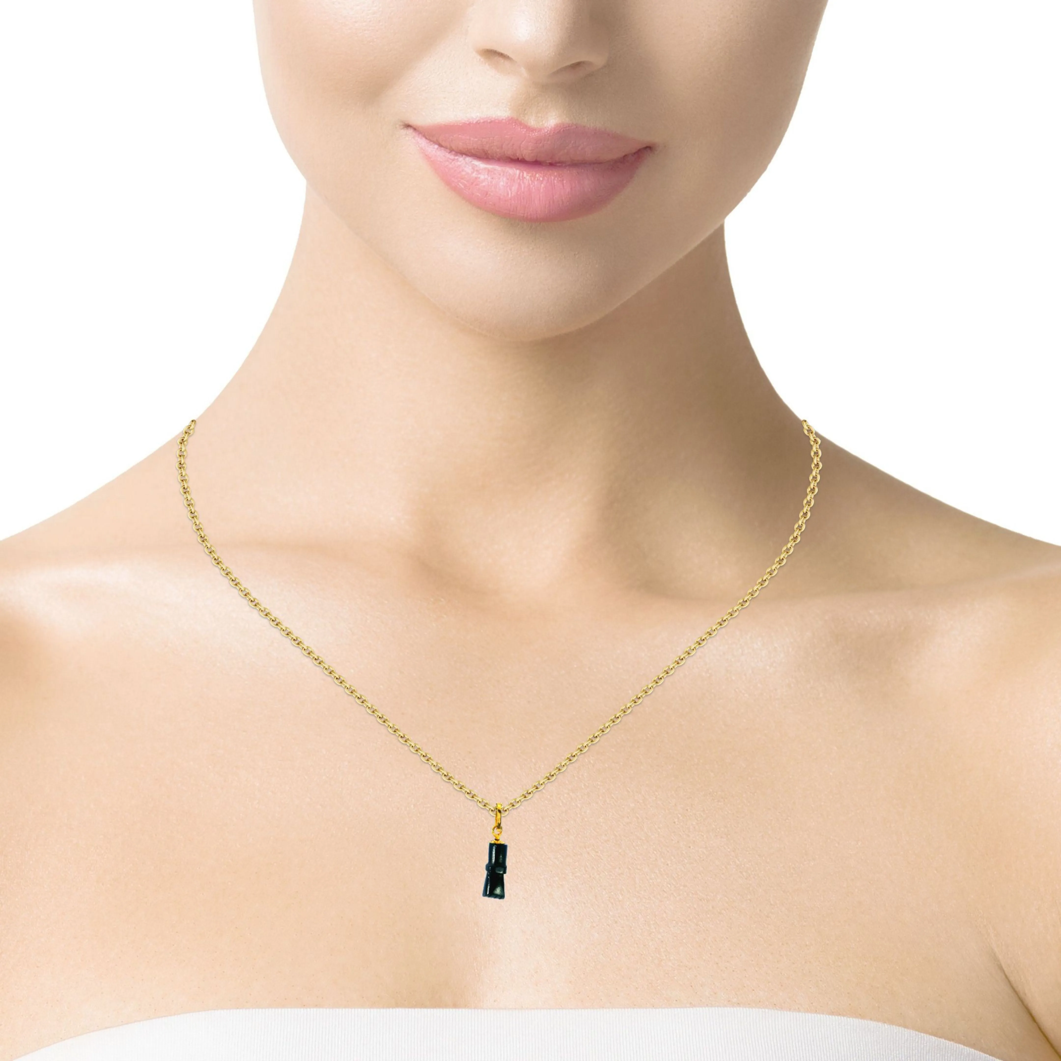 14K Yellow Gold Azabache Small Fist Pendant