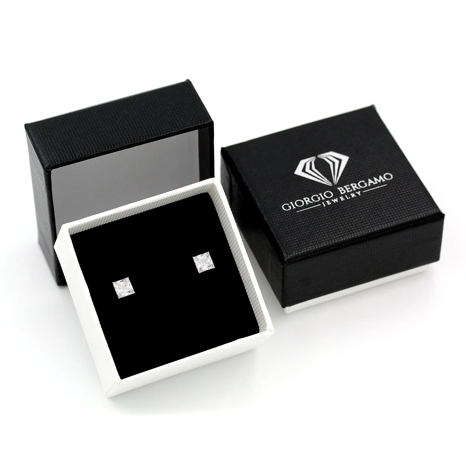 14K Yellow Gold Basket Set 3mm - 8mm Princess Cut Stud Earrings