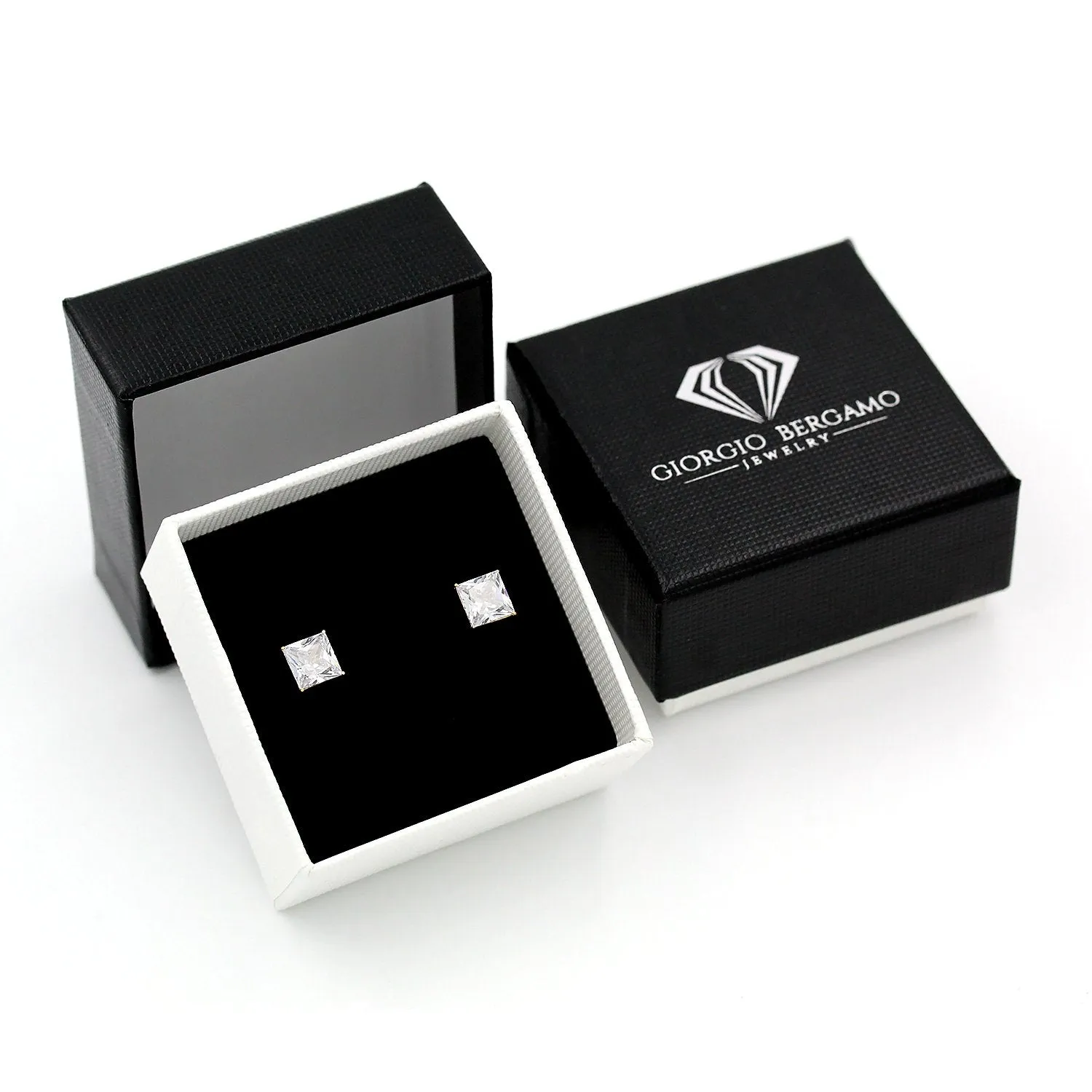 14K Yellow Gold Basket Set 3mm - 8mm Princess Cut Stud Earrings