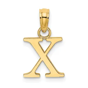 14K Yellow Gold Block Design Small Letter X Initial Charm Pendant