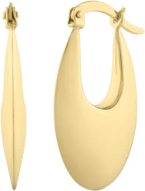 14K Yellow Gold Creole Oval Statement Hoop Earrings
