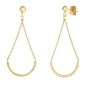 14K Yellow Gold Half Circle Drop Earrings