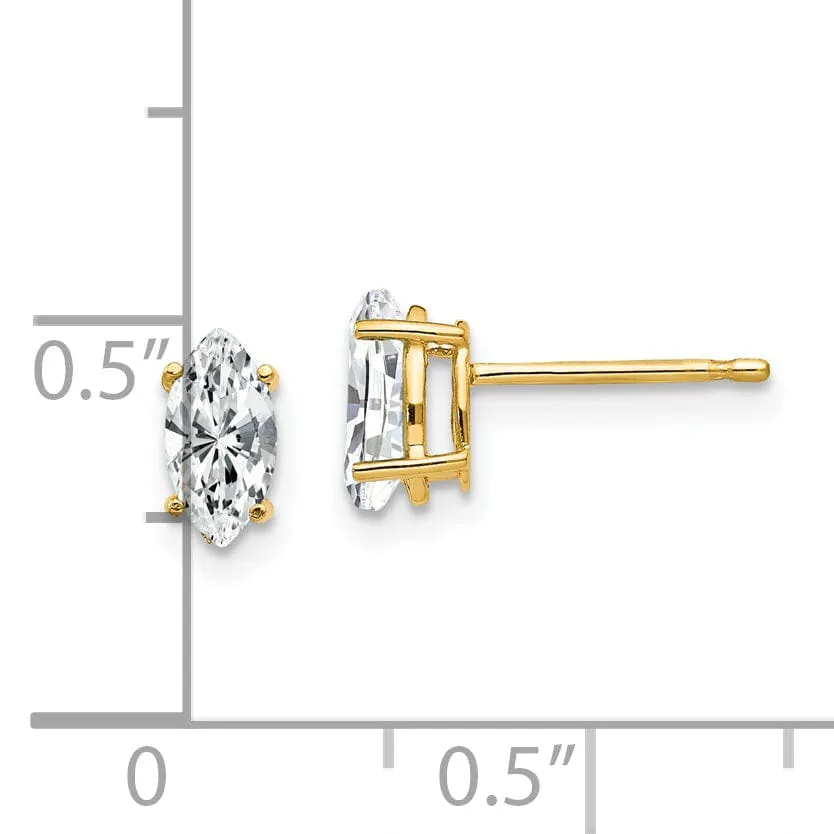 14k Yellow Gold Marquise Cubic Zirconia Earring