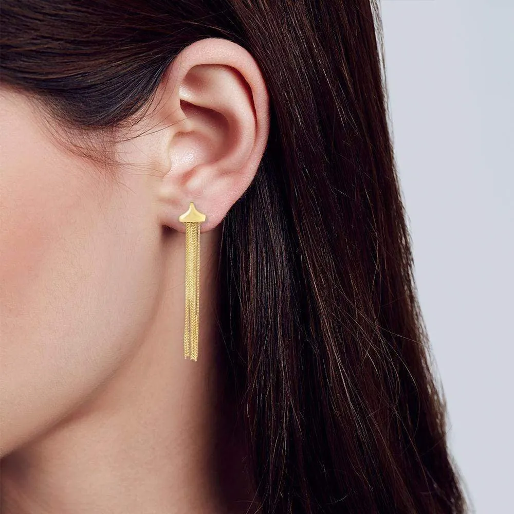 14K Yellow Gold Multi-Strand Curb Link Chandelier Earring