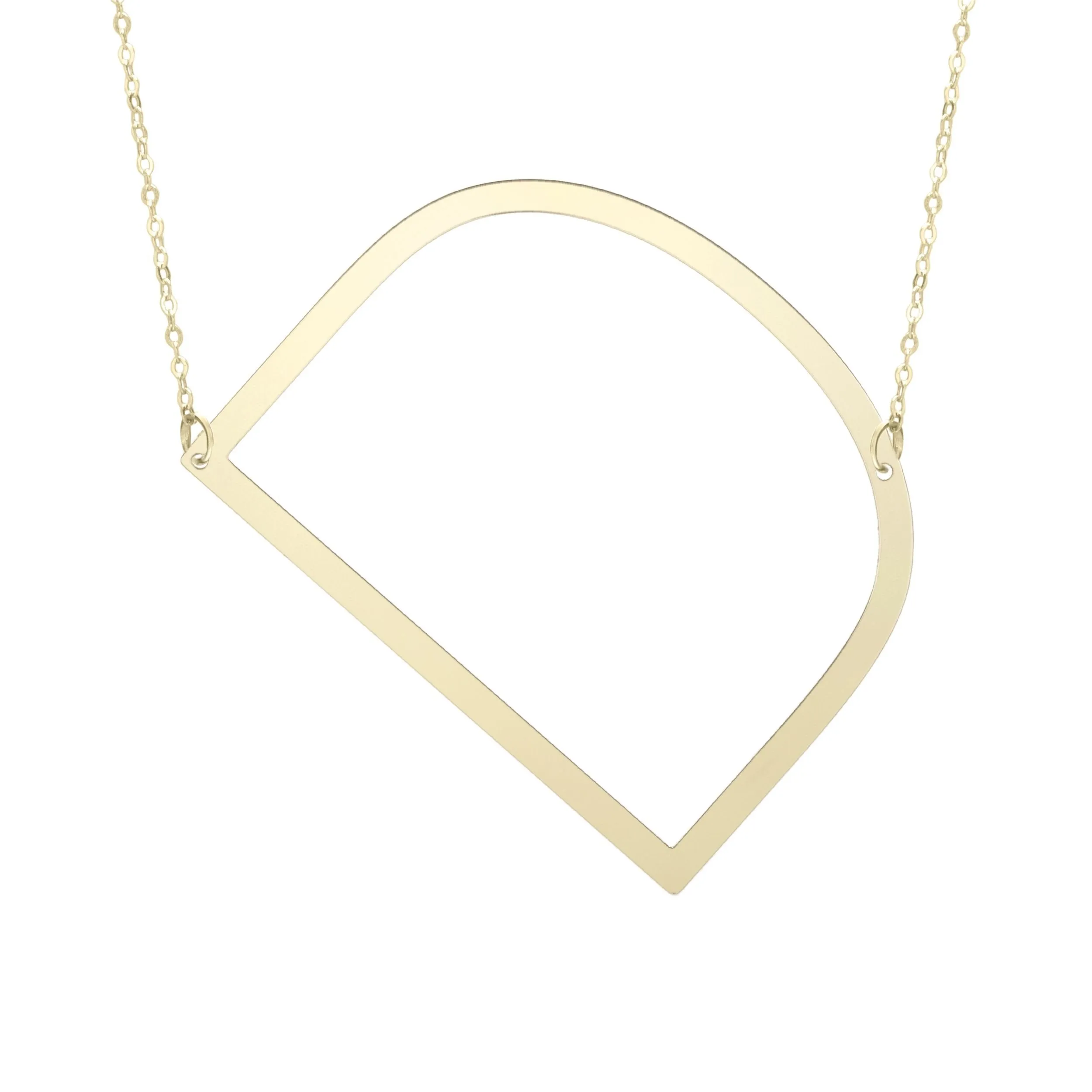 14K Yellow Gold Polished Initial Sideways Necklace