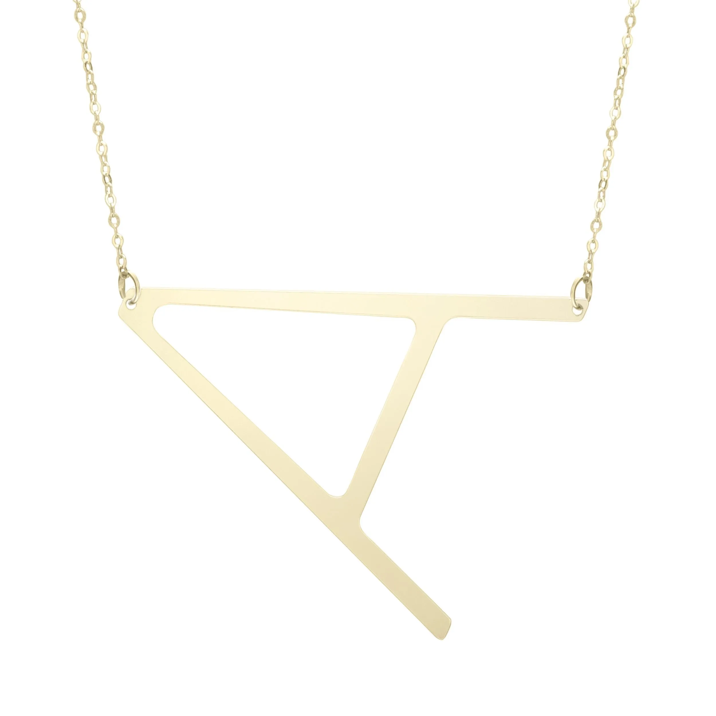 14K Yellow Gold Polished Initial Sideways Necklace