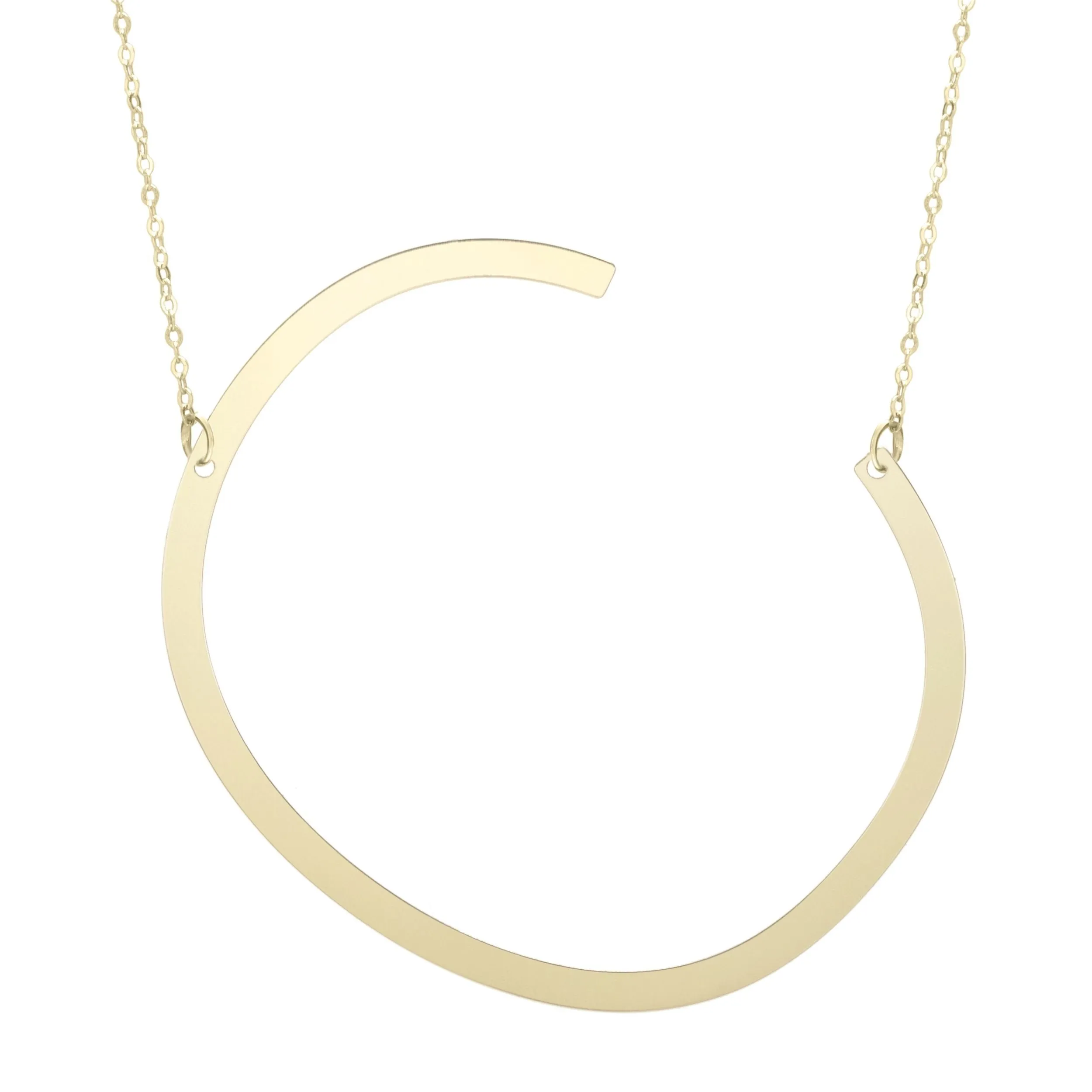 14K Yellow Gold Polished Initial Sideways Necklace