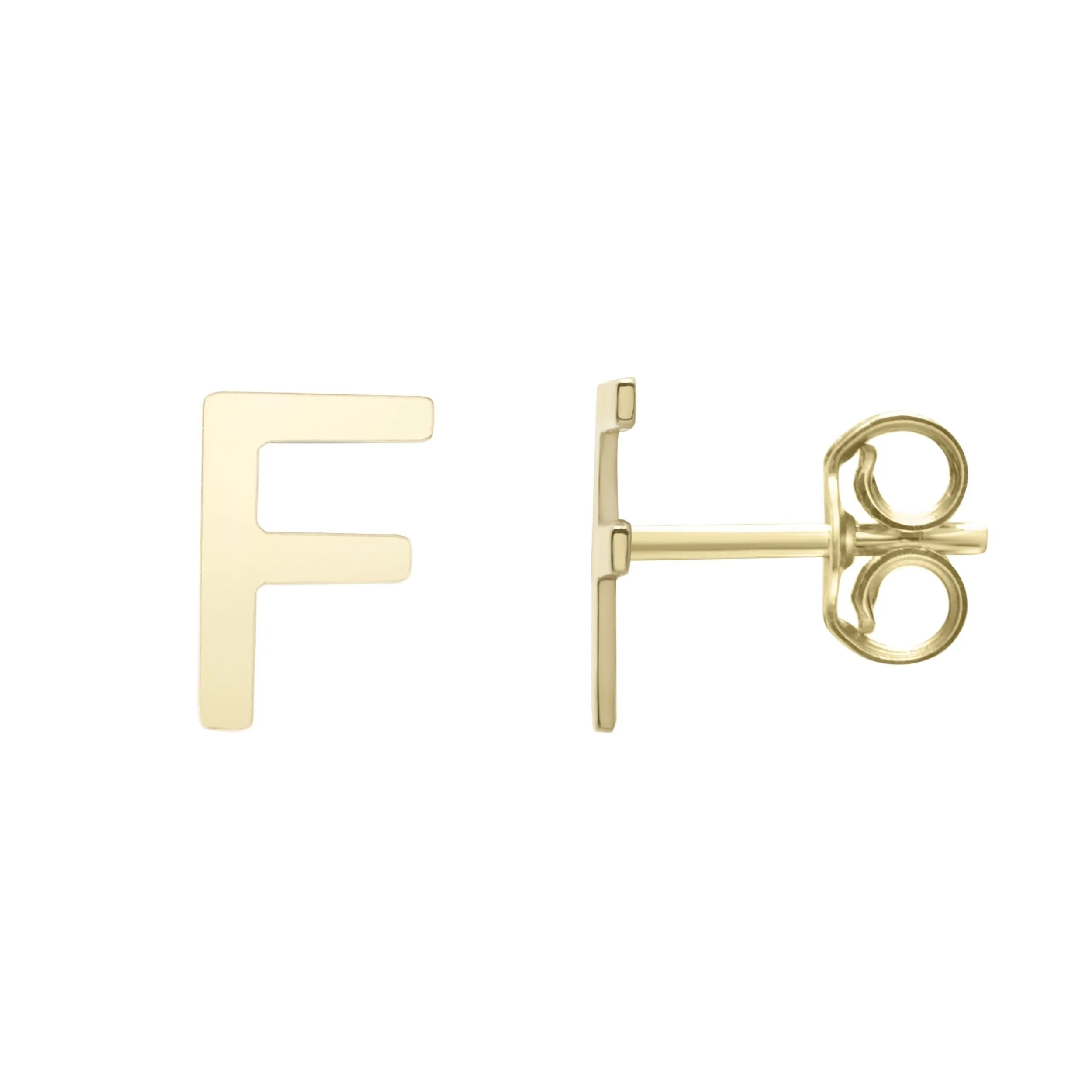 14K Yellow Gold Polished Initial Stud Earrings
