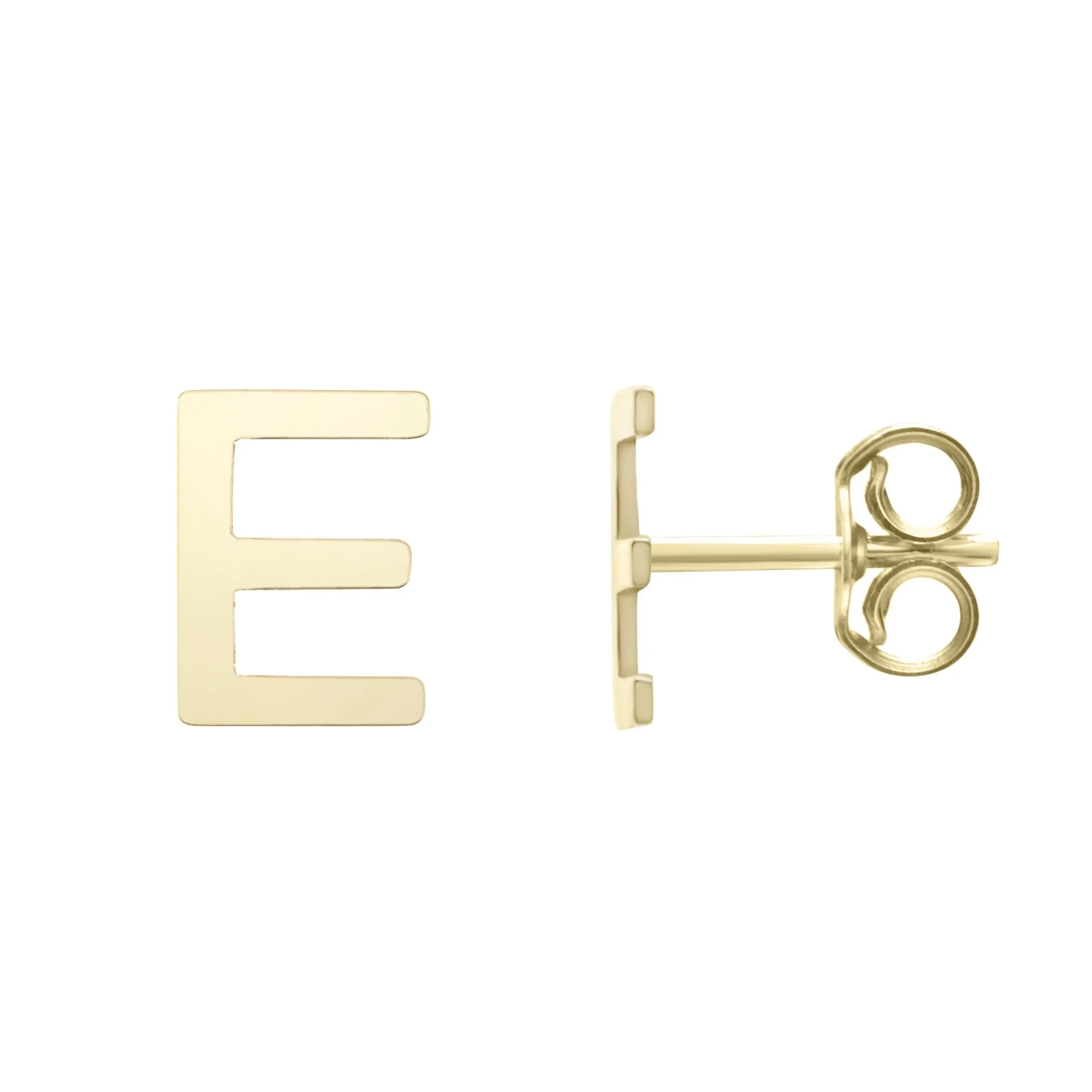 14K Yellow Gold Polished Initial Stud Earrings
