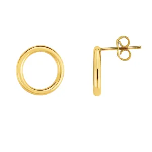 14K Yellow Gold Polished Open Circle Stud Earrings