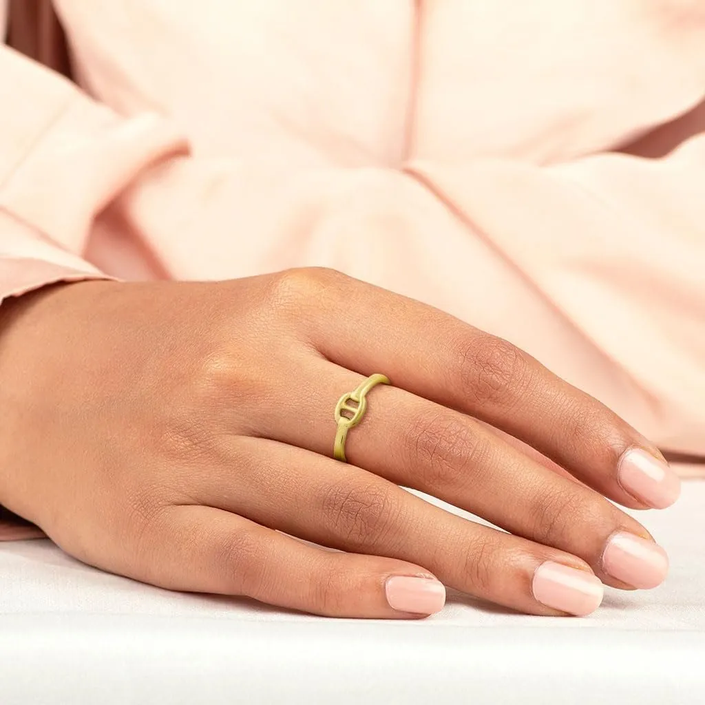14K Yellow Gold Puff Mariner Polished Link Ring