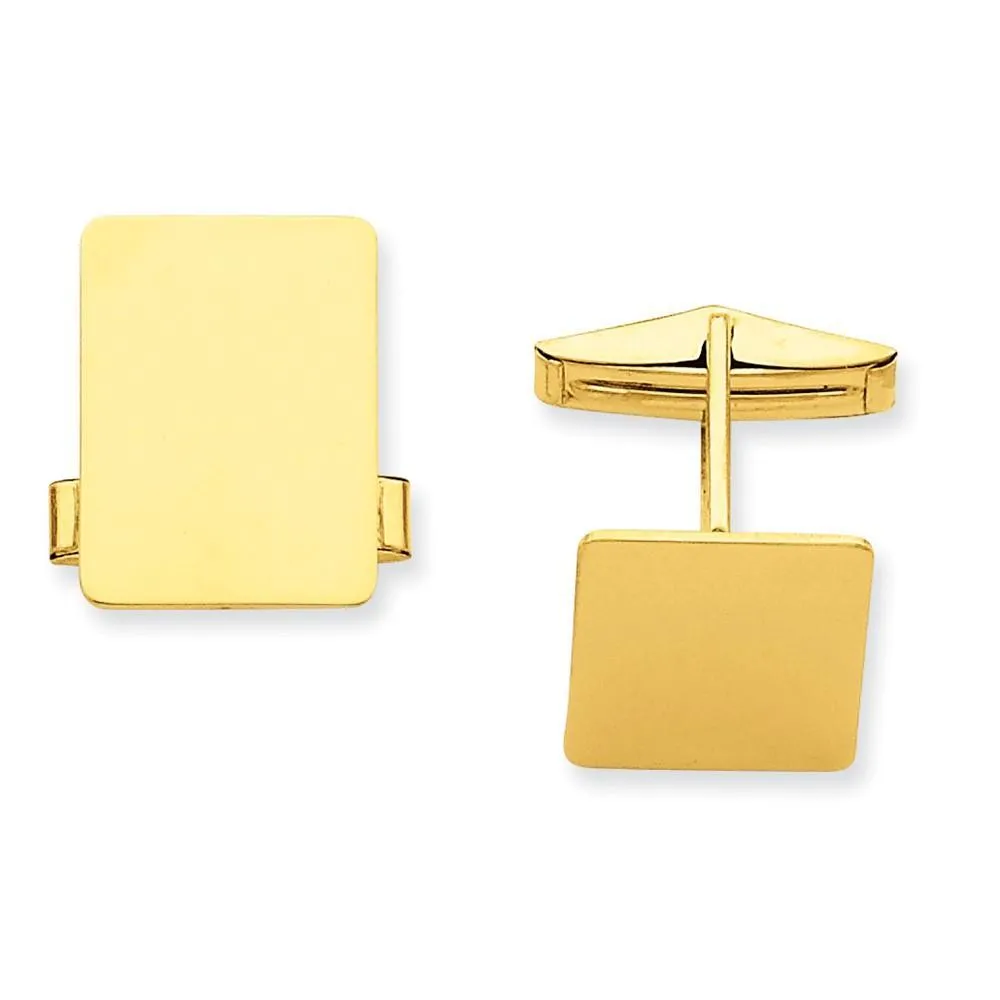 14k Yellow Gold Rectangular Design Cuff Links