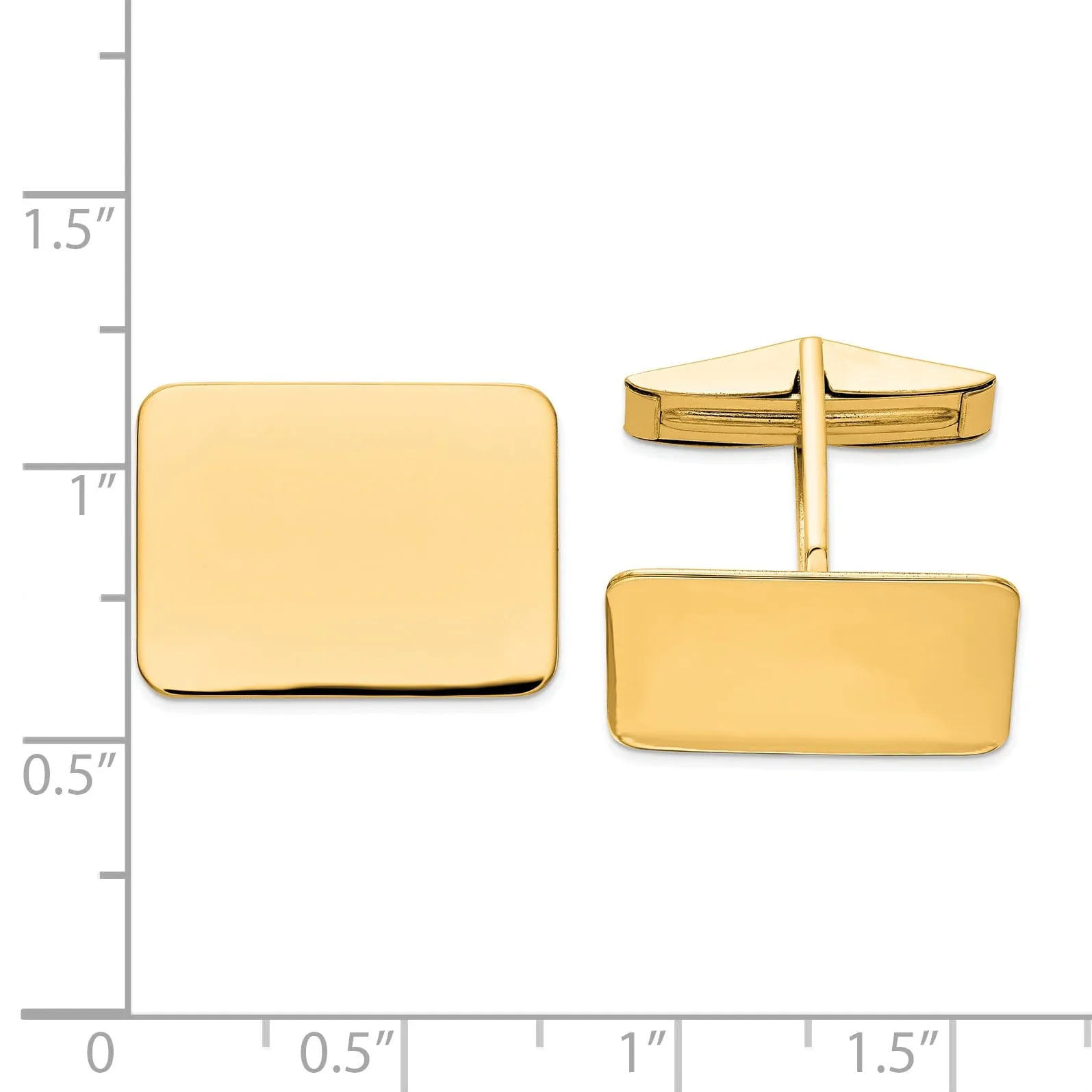 14k Yellow Gold Rectangular Design Cuff Links