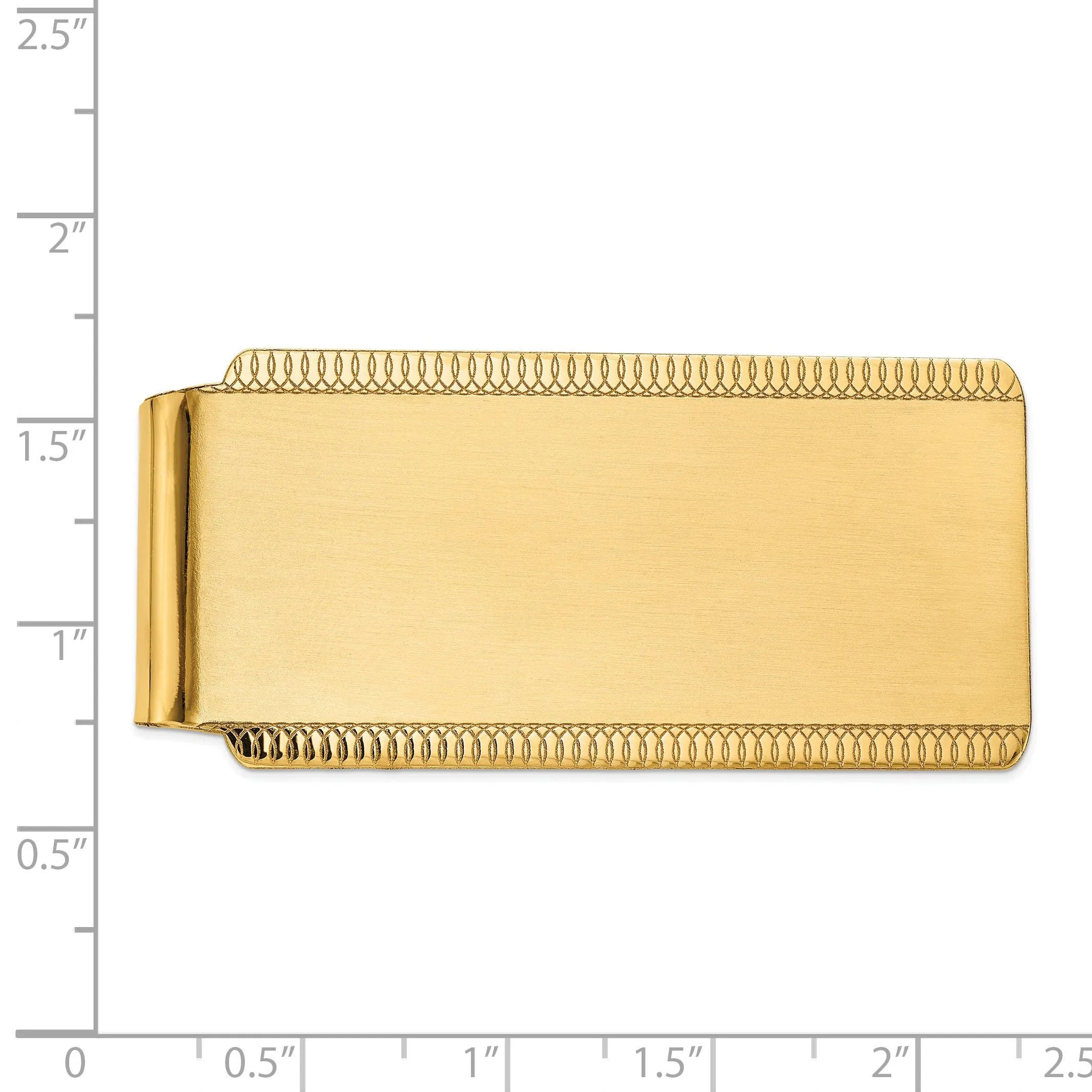 14k Yellow Gold Solid Edged Design Money Clip.