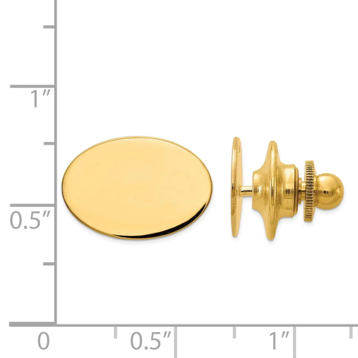 14k Yellow Gold Solid Oval Design Tie Tac