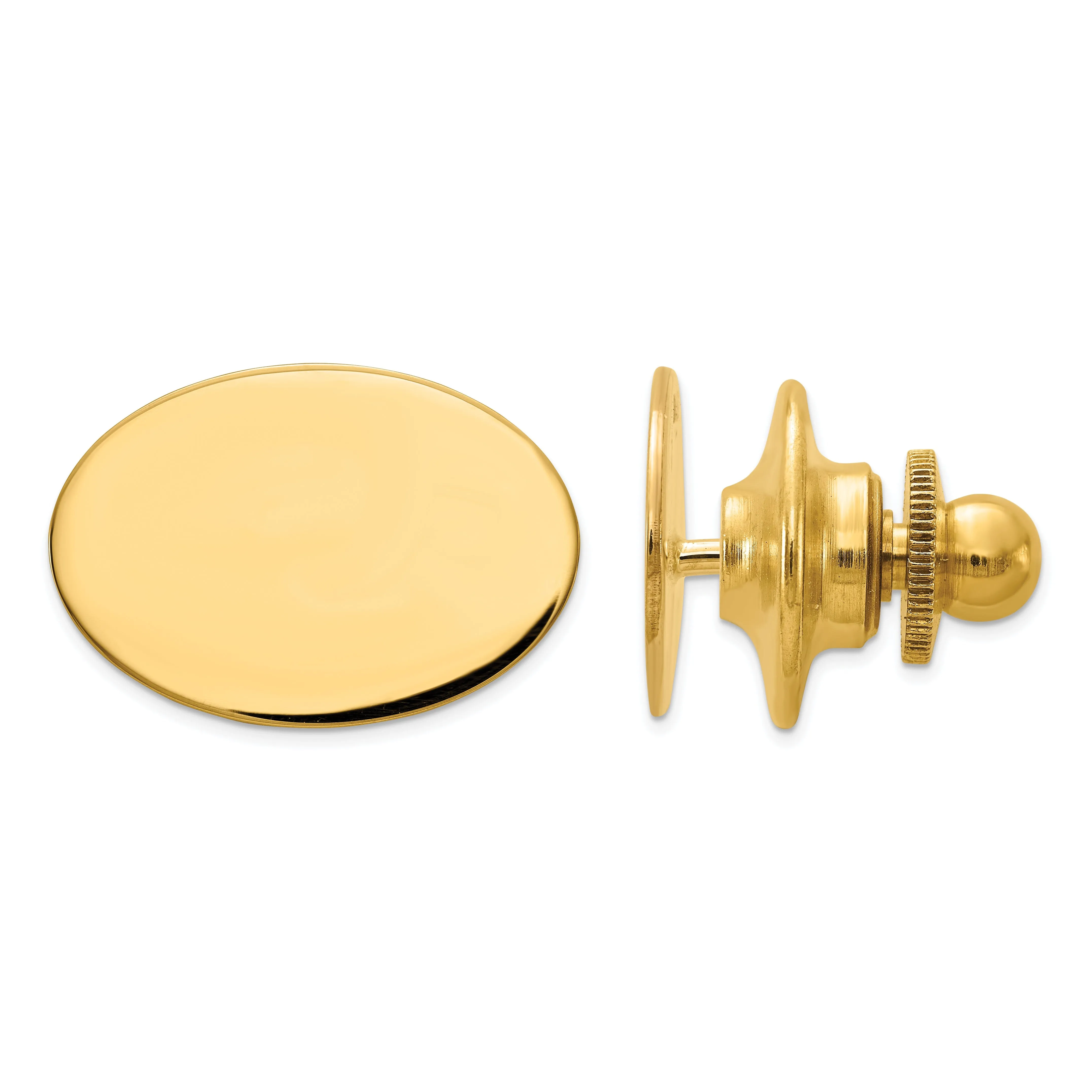 14k Yellow Gold Solid Oval Design Tie Tac
