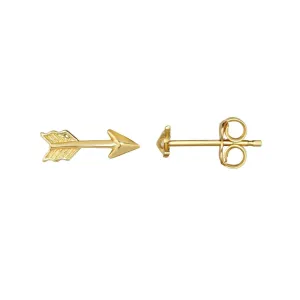 14K Yellow Gold Textured Arrow Stud Earrings