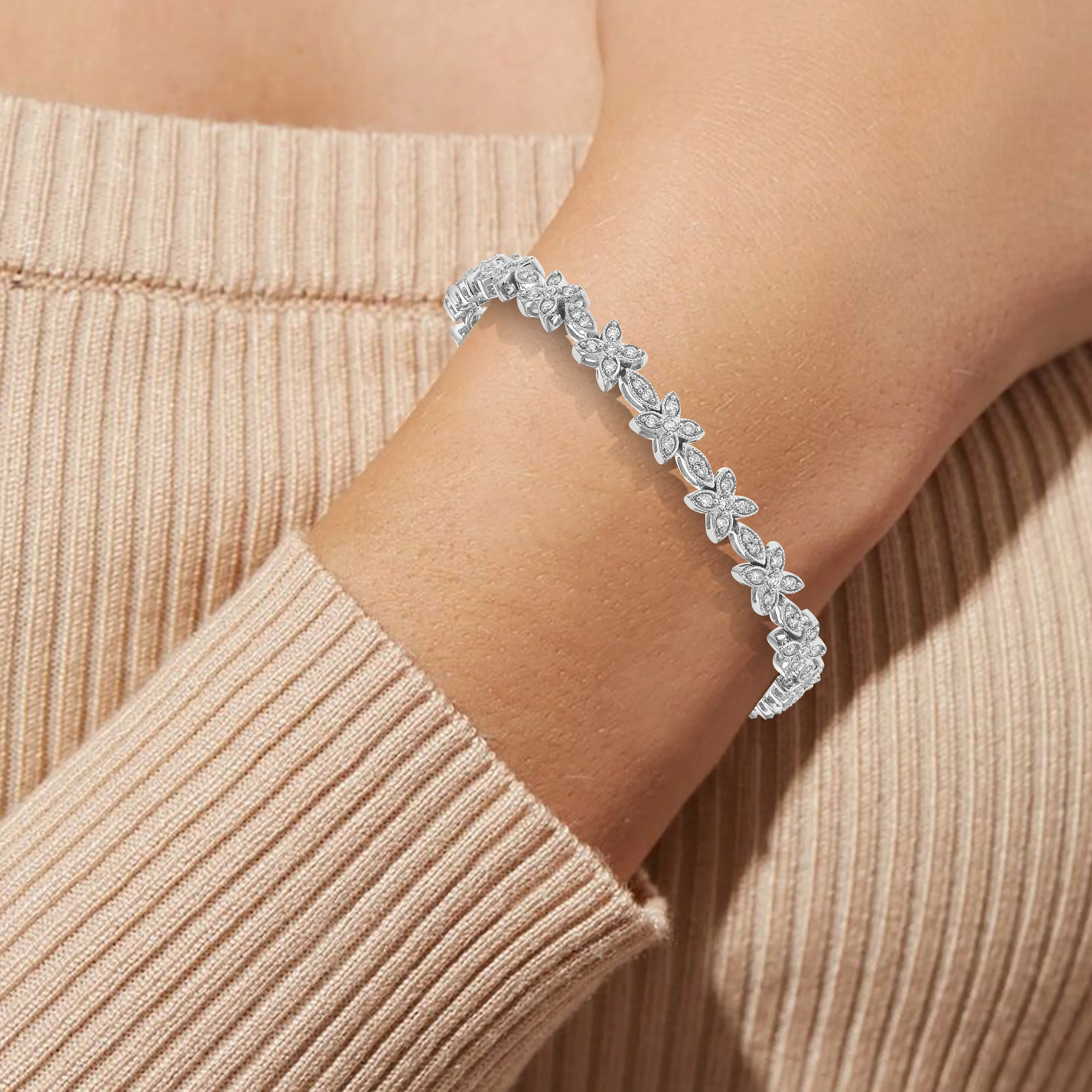 1.50 cttw Lab Grown Diamond Tennis Bracelet in Silver