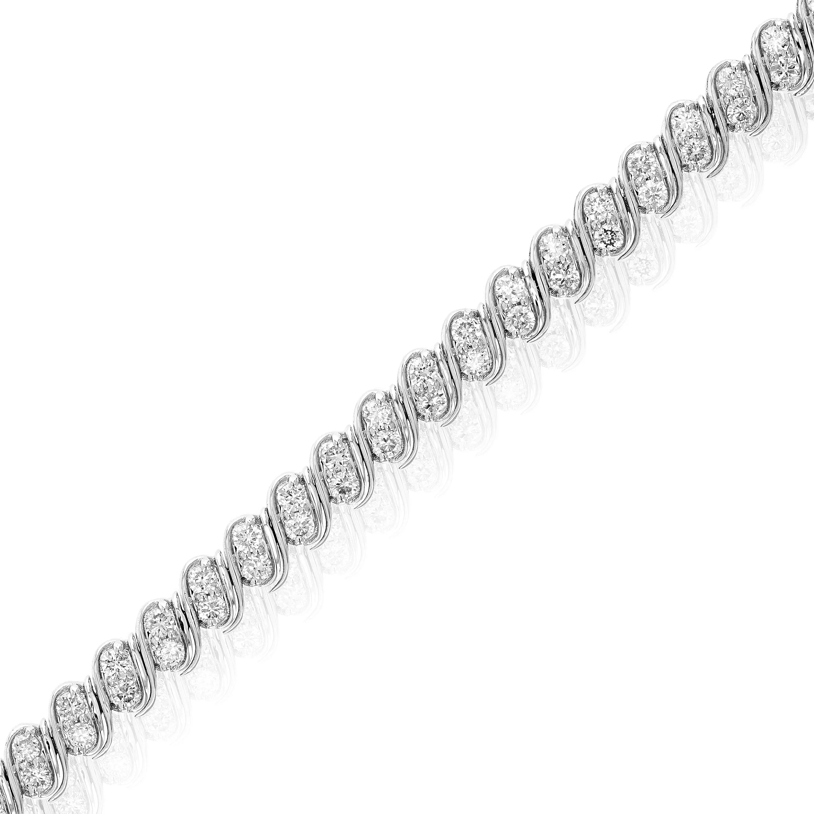 1.50 cttw S Link Lab Grown Diamond Tennis Bracelet 14K White Gold