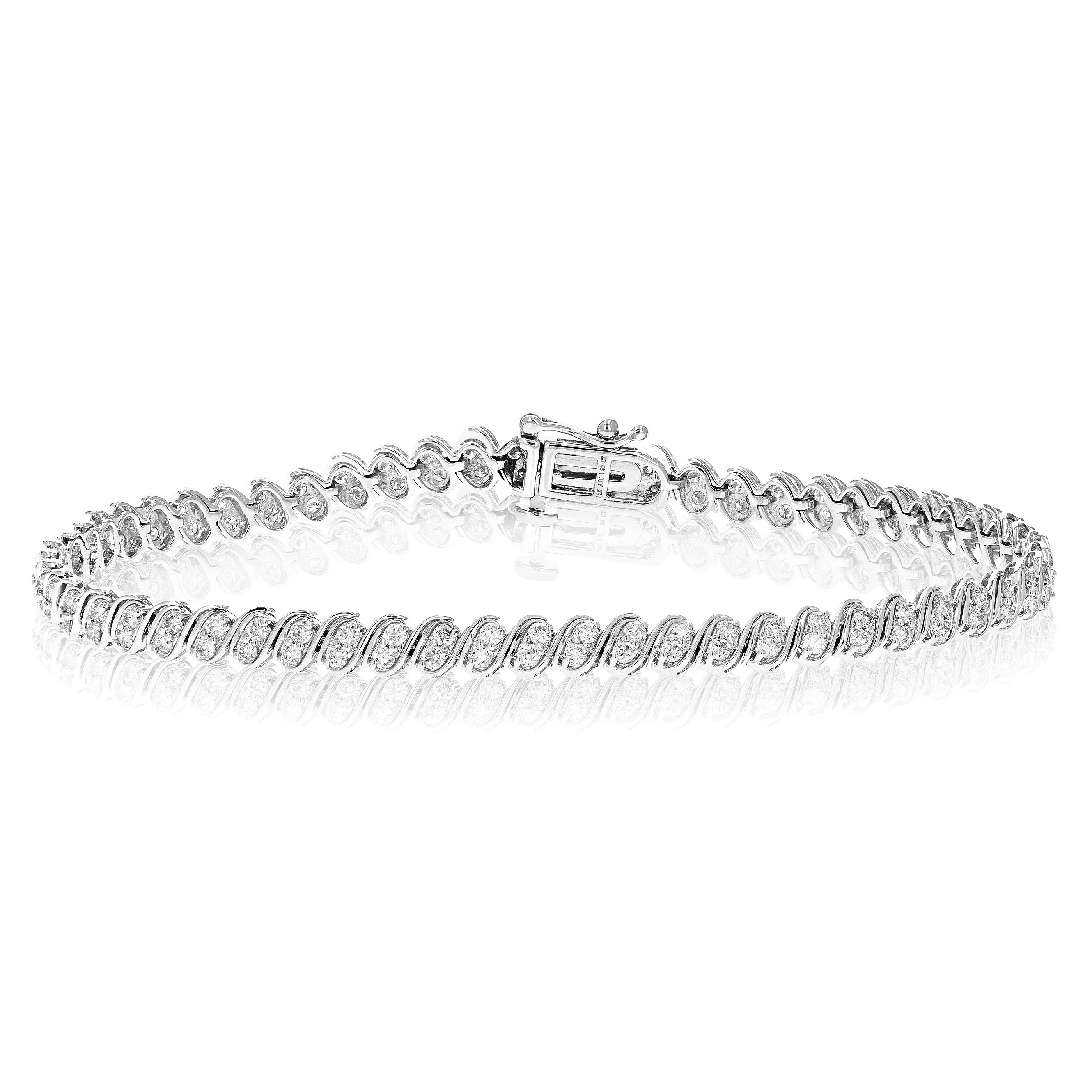 1.50 cttw S Link Lab Grown Diamond Tennis Bracelet 14K White Gold