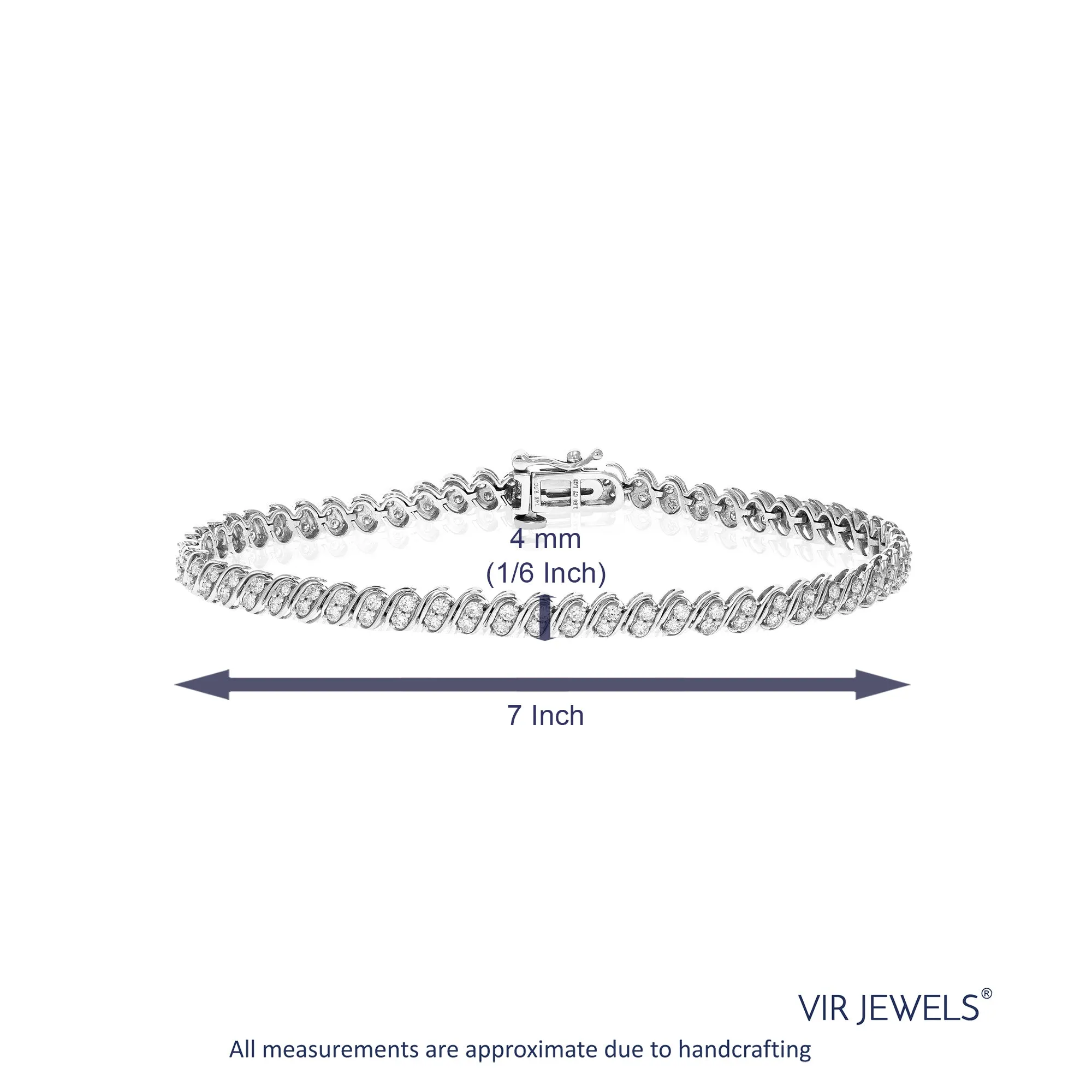 1.50 cttw S Link Lab Grown Diamond Tennis Bracelet 14K White Gold
