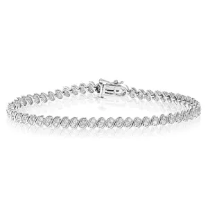1.50 cttw S Link Lab Grown Diamond Tennis Bracelet 14K White Gold