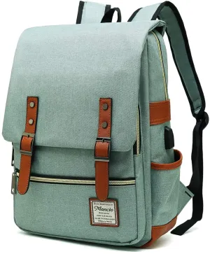15.6Inch Vintage Laptop Backpack with USB Charging Port for Travelling, work
