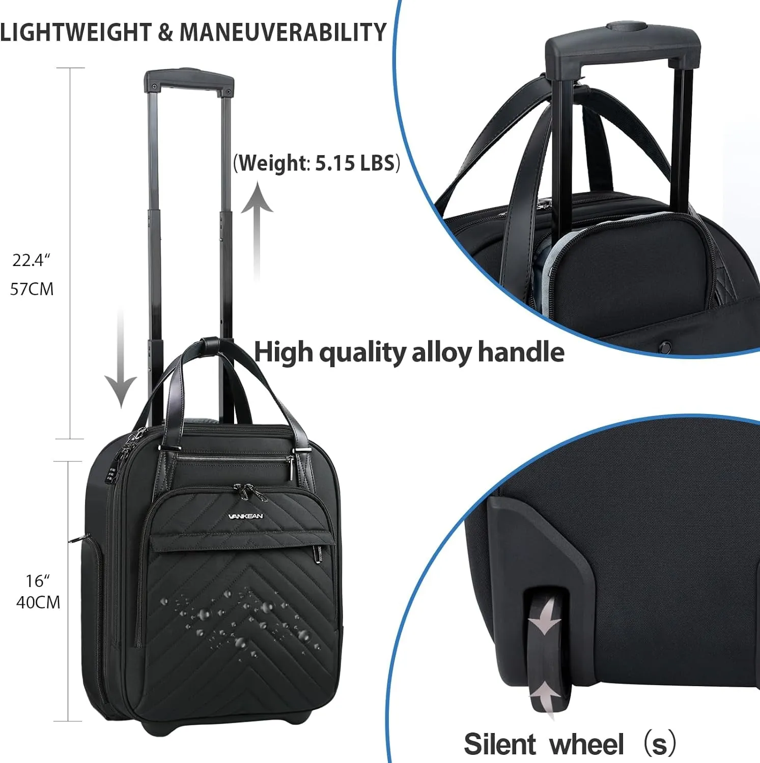 16 inch Multi-functional Lightweight Business Suitcase for Women Men