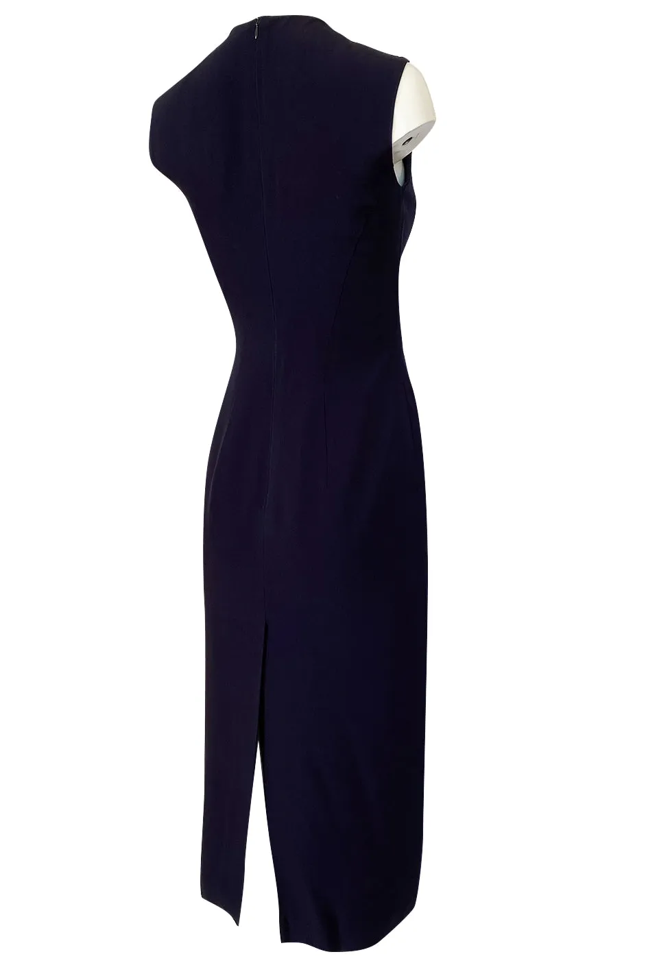 1990s Sophie Sitbon Minimalist Deep Blue Front Cut Out Bralette Dress