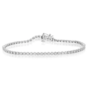 2 cttw Lab Grown Diamond Classic Tennis Bracelets 14K White Gold