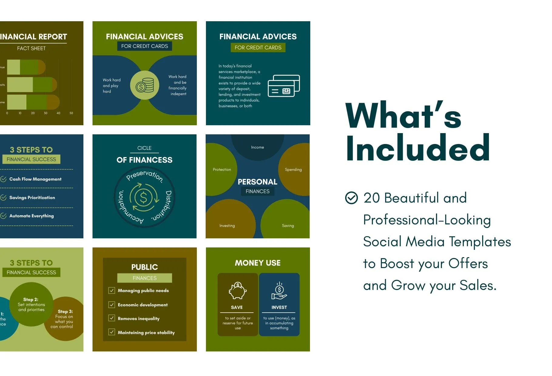 20 Finances Infographics Instagram Posts Fully Editable Canva Templates