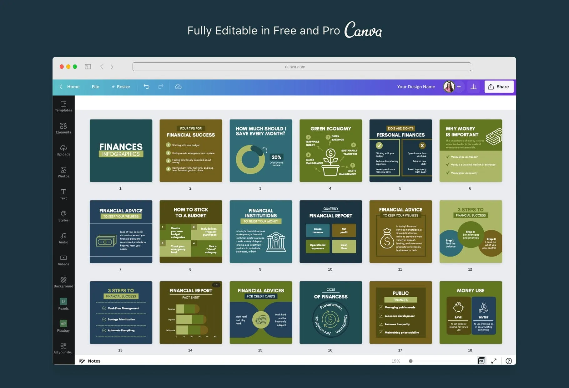 20 Finances Infographics Instagram Posts Fully Editable Canva Templates