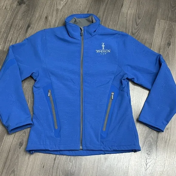 2013 34th Americas Cup Soft Shell Jacket Womens Medium Blue Sailing Fleece Lined